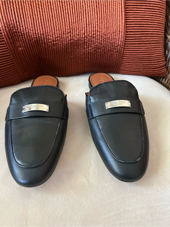Coach Shoes - Coach Black Leather Slip-On Backless Loafers